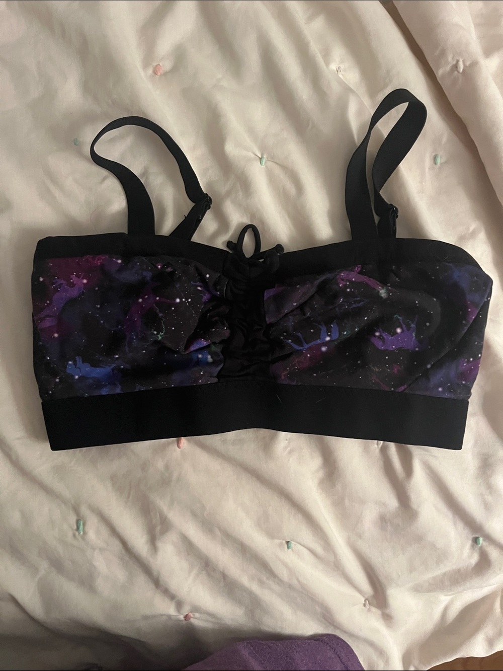 Molke Galaxy Lace-Up Bralette in Black and Purple